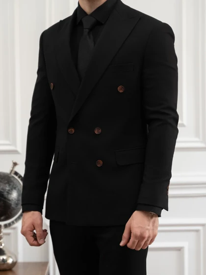 کت دبل برست مشکی کد c208