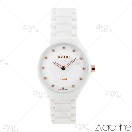 ساعت رادو زنانه سرامیکی سفید ایندکس نگین‌دار 102190