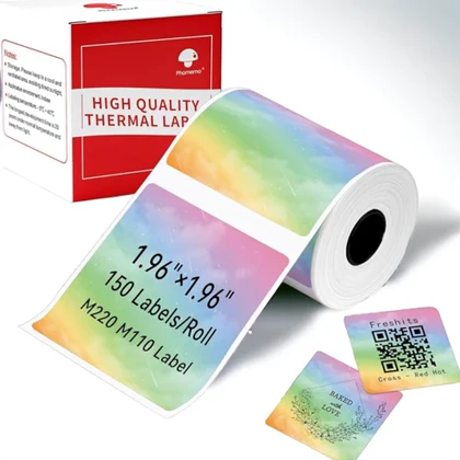 رول لیبل مربعی رنگی فوممو سایز 5050 میلی‌متر (150 عددی) – مدل Thomemo XP5050-150TD
