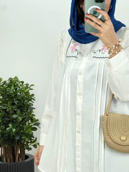 مانتو لینن گلدوزی پوپک (ارسال رایگان)