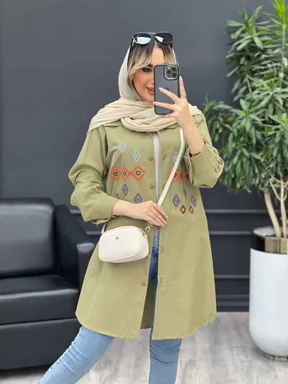 مانتو لینن طرح لوزی