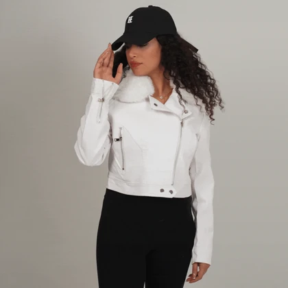 کاپشن چرم یقه خزدار