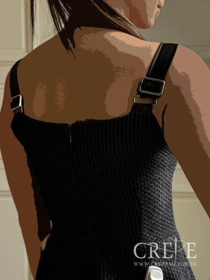 پیراهن دکلته مخمل طرح حصیری