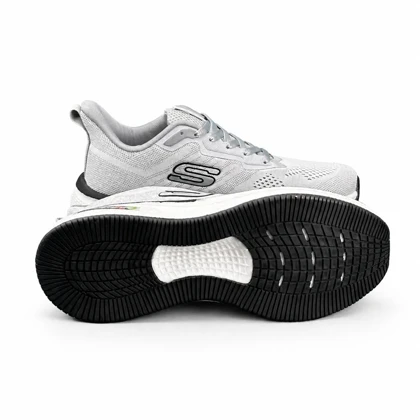 کفش کتانی بزرگ پا اسکیچرز رانینگ زیره بست طوسی SKECHERS