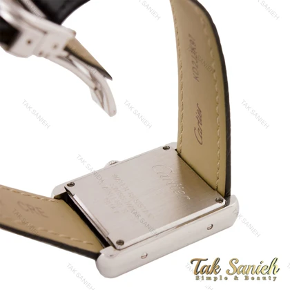 ساعت کارتیر تانک زنانه بند چرم مشکی طرحدار Cartier-5591-L