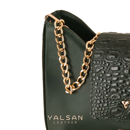 کیف دوشی و دستی زنانه چرم یلسان مدل راشا کد104-GAN