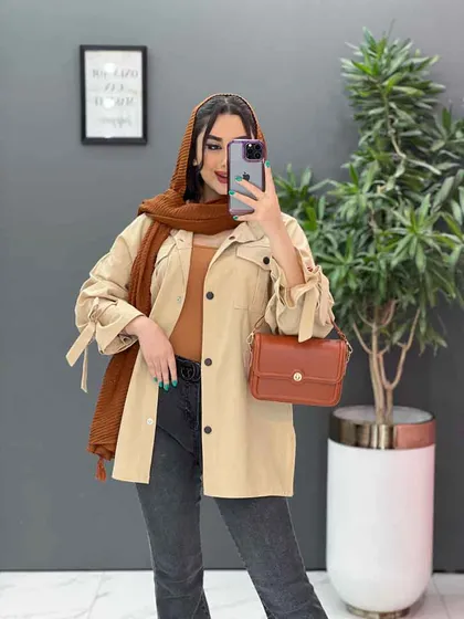 مانتو لینن آستین بند دار