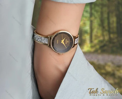 ساعت داتیس زنانه طلایی بند نگین سواروسکی Datis-3753-L