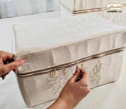 باکس زیپ‌دار مخمل گیپور شیری