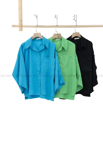 شومیز زنانه سیلک آستین دکمه کد1006113