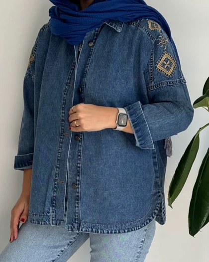 مانتو جین گلدوزی