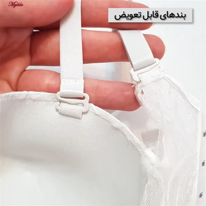سوتین فنردار مدل پولکی بلند رنگ سفید ماییلدا