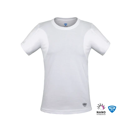 تیشرت نانو آنتی باکتریال ضدتعریق مردانه یقه گرد سفید