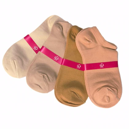 جوراب مچی نخ پنبه تک‌رنگ کرم قهوه ایی