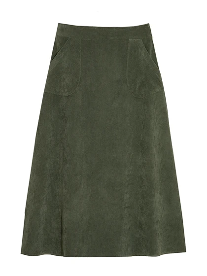 دامن زنانه مخمل کله قندی میدی جیب‌دار 20108