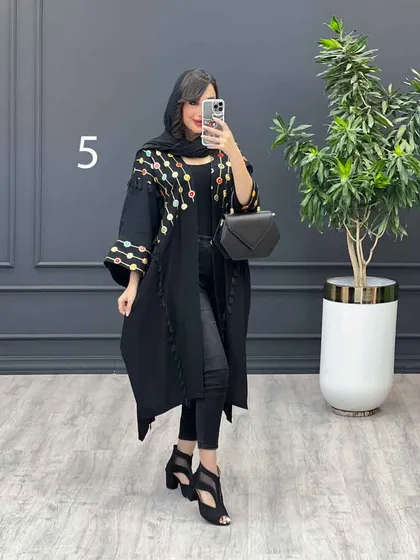 مانتو بلند طرح دار ترکیبی