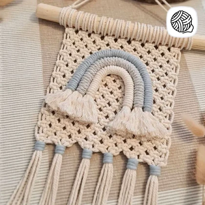 دیوار کوب مکرومه مدل رنگین کمان کد 05 (طول 25cm)