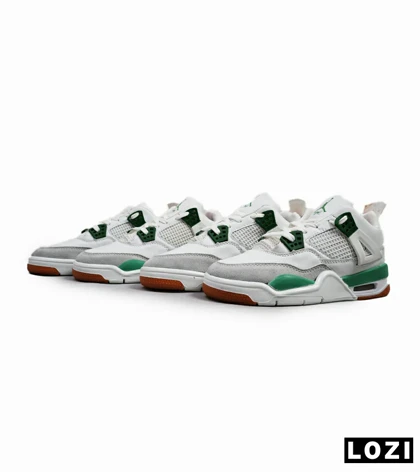 کتانی ساق‌دار بزرگ پا سفید سبز Nike air jordan 4