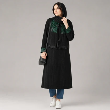 مانتو زنانه کت و سارافون ترمه کد 268