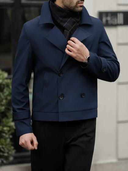 بارانی کراپ سرمه ای کارلوتی کد r119