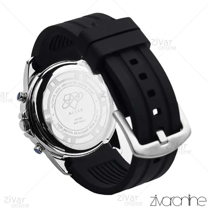 ساعت الکسا پریمیر A0102 مردانه سه موتوره صفحه سفید بند رابر مشکی 106208