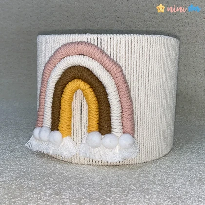 سطل زباله مکرومه اتاق کودک مدل رنگین کمال 01