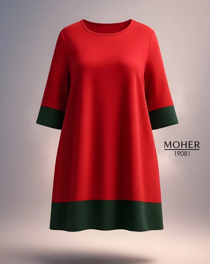 پیراهن زنانه سایز بزرگ قرمز سبز