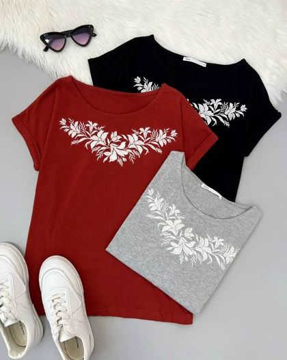 تیشرت آستین دوبل گلدوزی کد 4808