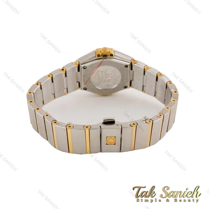 ساعت امگا کانسلیشن زنانه دو رنگ طلایی صفحه سیلور ایندکس نگین Omega-4784-L