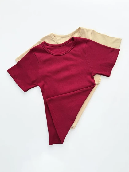 کراپ تاپ کبریتی آستین نصفه ساده