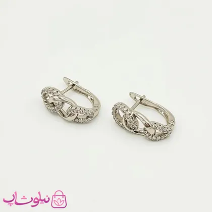 گوشواره ژوپینگ مدل کارتیه نقره ای نگین‌دار
