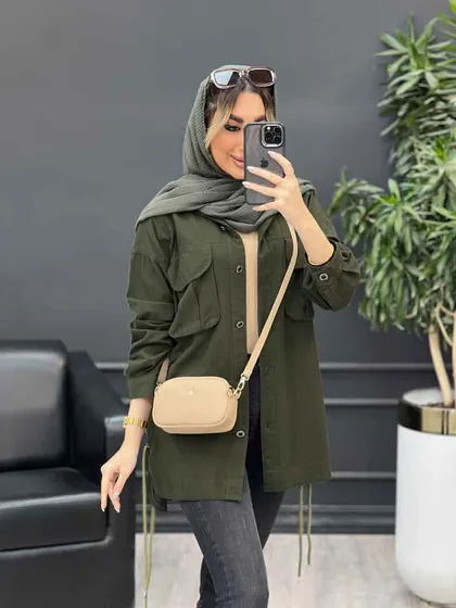 مانتو لینن جیب پیله بنددار