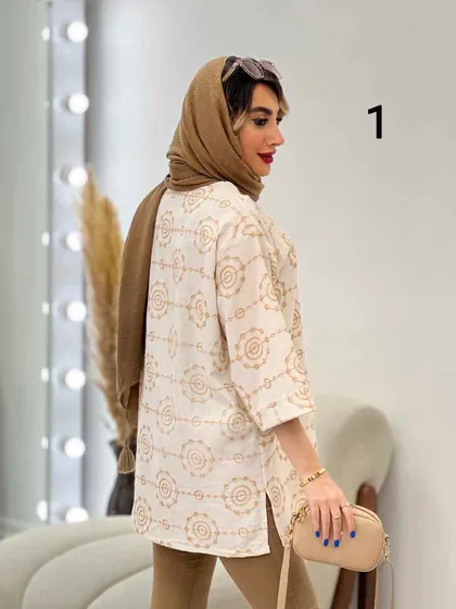 مانتو لینن نچرال خامه دوزی