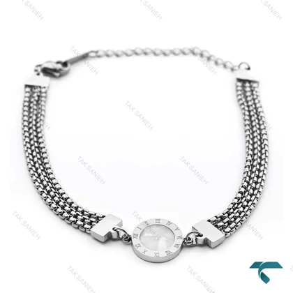 دستبند زنانه بولگاری سیلور سنگ سفید مشکی Bvlgari-8328-L