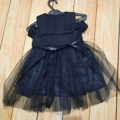 پیراهن دخترانه مشکی توردار مجلسی