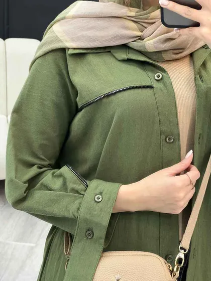 مانتو زیپ نما آستین دو دکمه