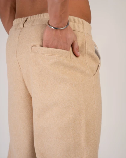 شلوار پارچه فوتر نیم بگ رنگ کرم کاراملی * اورجینال دیلم