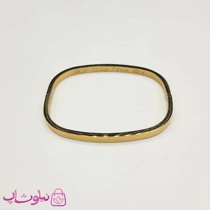 دستبند زنانه مدل کارتیه مربعی استیل طلایی رنگ کد 260