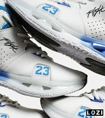 کفش کتانی ساق‌دار سفید آبی مردانه Nike air jordan 23