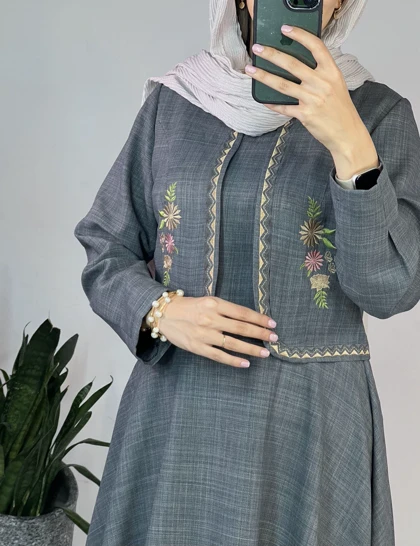 ست سارافون بلند به همراه کت گلدوزی