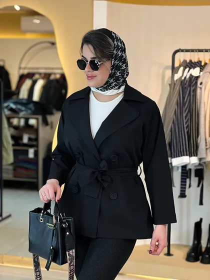 بارانی چهار دکمه مشکی 010208