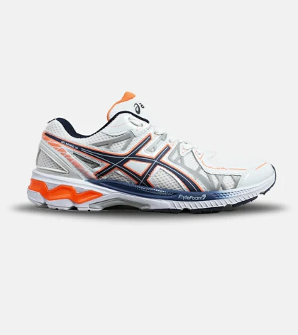 کفش کتانی بزرگ پا سفید طوسی نارنجی ASICS KAYANO 20