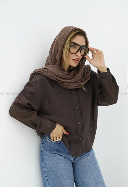 شومیز زنانه شیشه ای آستین پاگن کد1006241