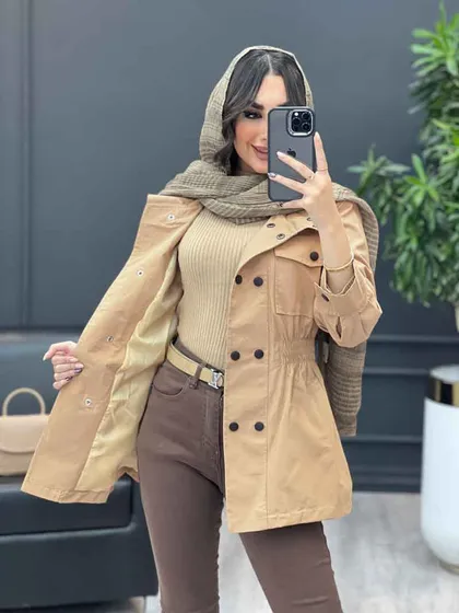 بارانی ده دکمه کمر کش