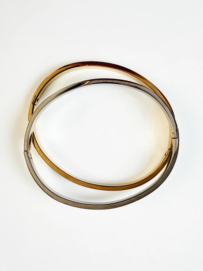 بنگل زنانه استیل آینه ای بیضی