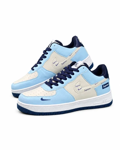 کفش کتانی مردانه مدل نایک ایرفورس کاستوم آبی کرم Nike air force