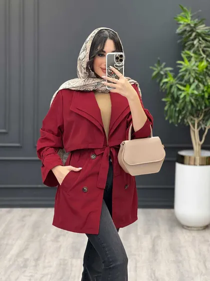 بارانی یقه دوبل ژیله دار