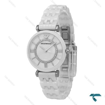 امپریو آرمانی زنانه سرامیکی سفید صفحه خورشیدی Armani-8302-L
