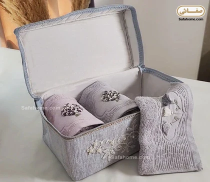 باکس زیپ‌دار مخمل گیپور طوسی