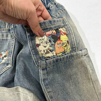 شلوار لی مام بچه گانه ROUTIAN سنگ شور خارجی